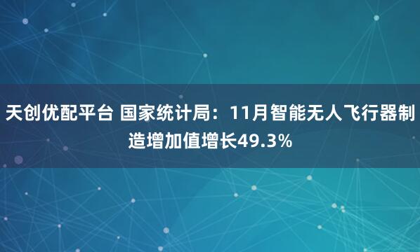 天创优配平台 国家统计局:11月智能无人飞行器制造增加值增长49.3%
